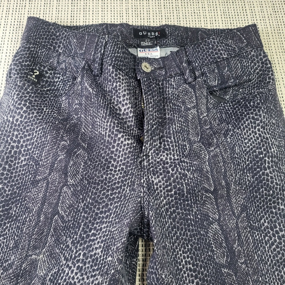 Guess Jeans Women 27 Gray Snakeskin Print Slim Straight Leg Vintage 90s Denim